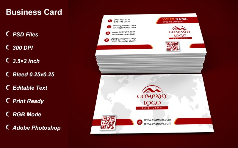 Business Card Template - E-card Template with Customizable Designs - 447 Corporate Identity