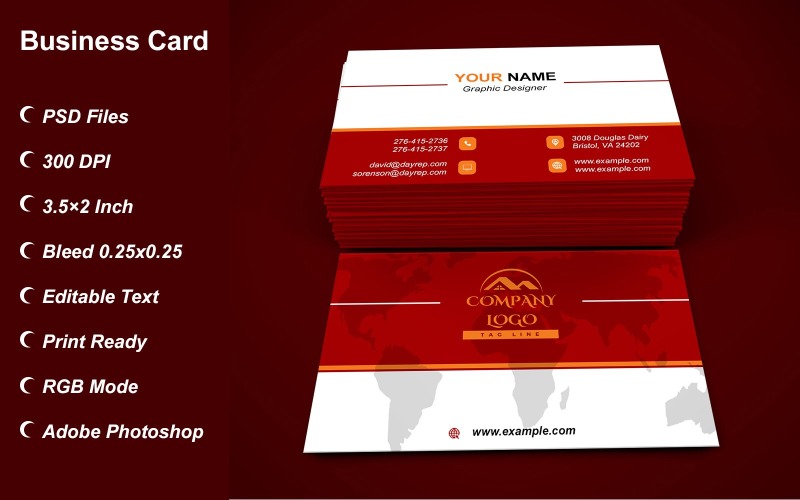 Business Card Template - E-card Template with Customizable Designs - 448 Corporate Identity