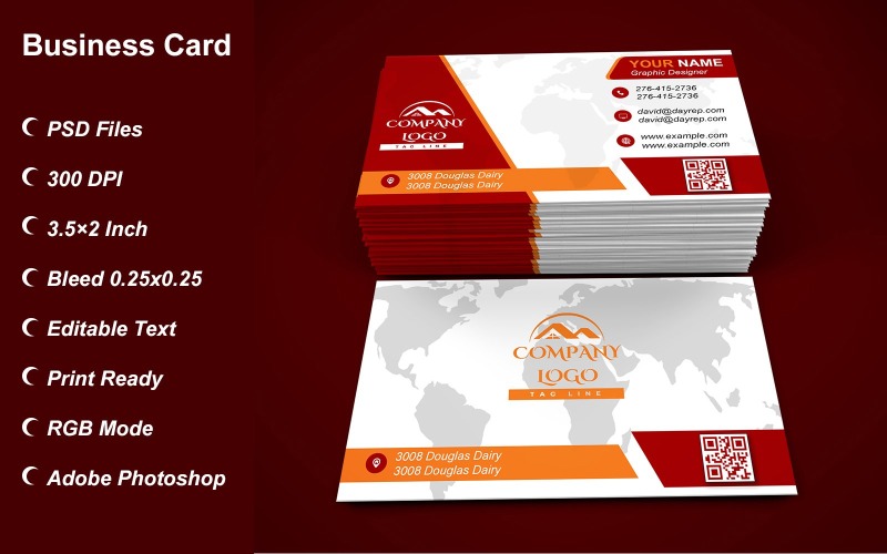 Business Card Template - E-card Template with Customizable Designs - 449 Corporate Identity