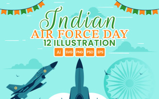 12 Indian Air Force Day Illustration