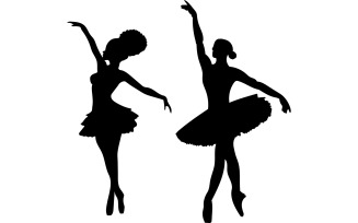 Set of Two Ballerina Girls Silhouette