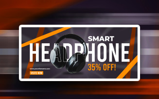 Smart headphone pomotional social media PSD design template