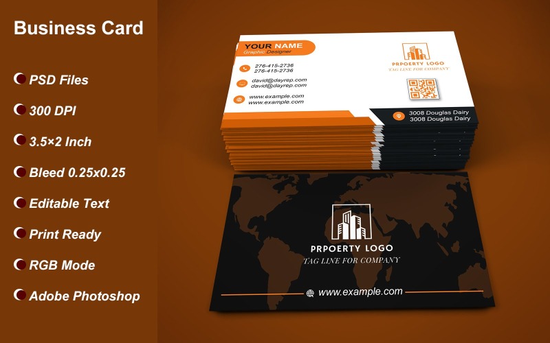 Visiting Card - Business Card - E-card Template with Customizable Designs - 436 Corporate Identity