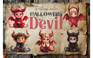 Cute Halloween Devil. TShirt Sticker.