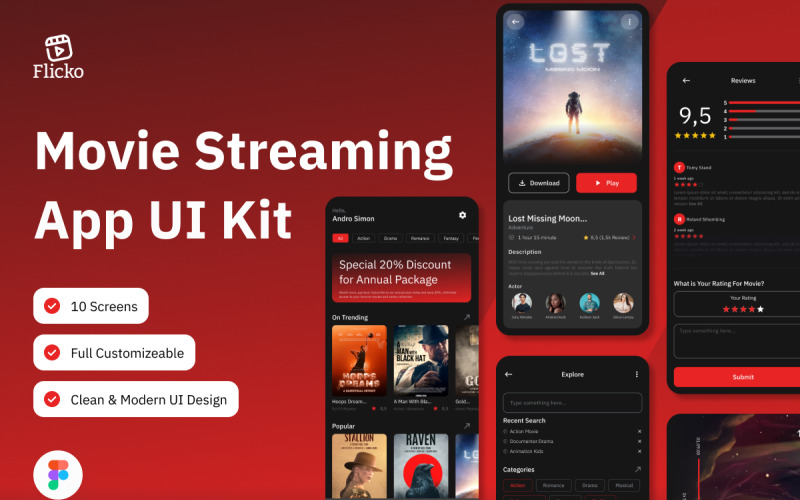 Flicko - Movie Streaming Mobile App UI Element