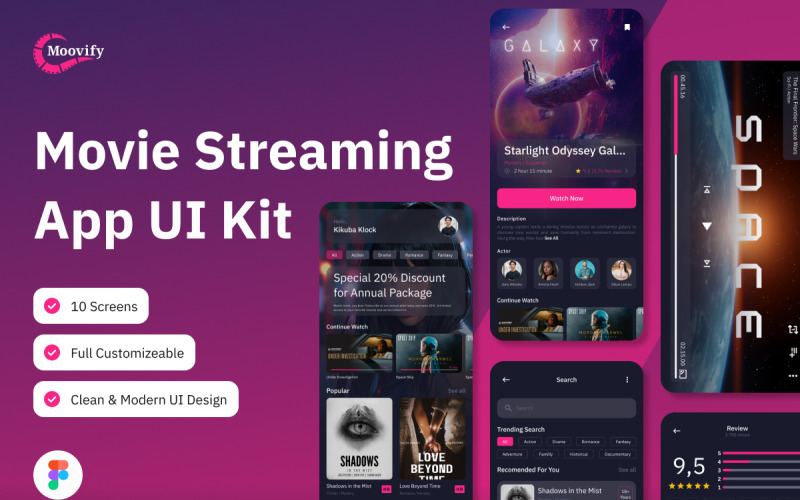 Moovivy - Movie Streaming Mobile App UI Element