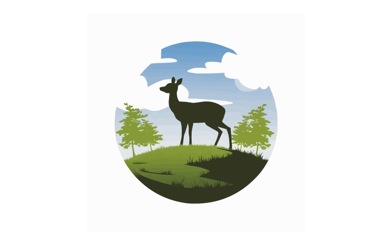 Deer silhouette vector art Illustration