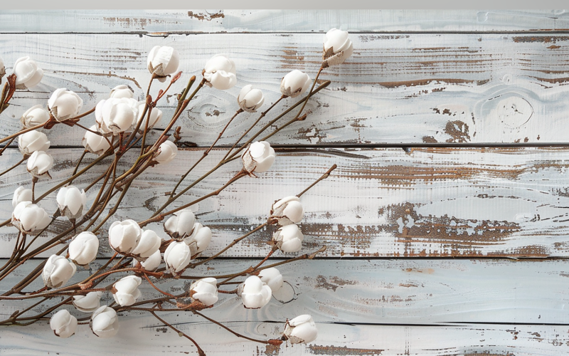 Festive autumn branches, flowers Rustic Wooden Table. 109 Illustration