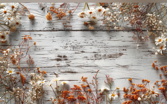 Festive autumn flowers Branches White Rustic Wooden Table 123