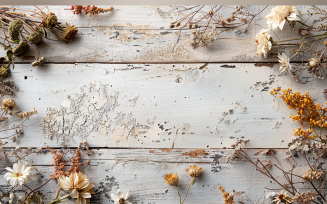 Festive autumn flowers Branches White Rustic Wooden Table 139