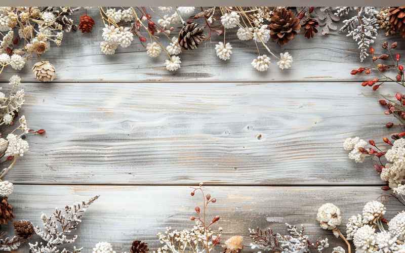 Festive autumn flowers Branches White Rustic Wooden Table 140 Illustration