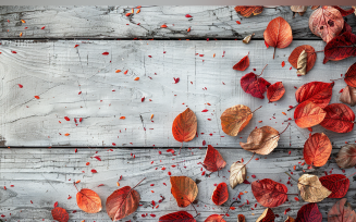 Festive autumn leaves Rustic Wooden Table 104