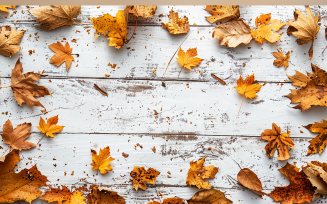 Festive autumn leaves white Rustic Wooden Table 90