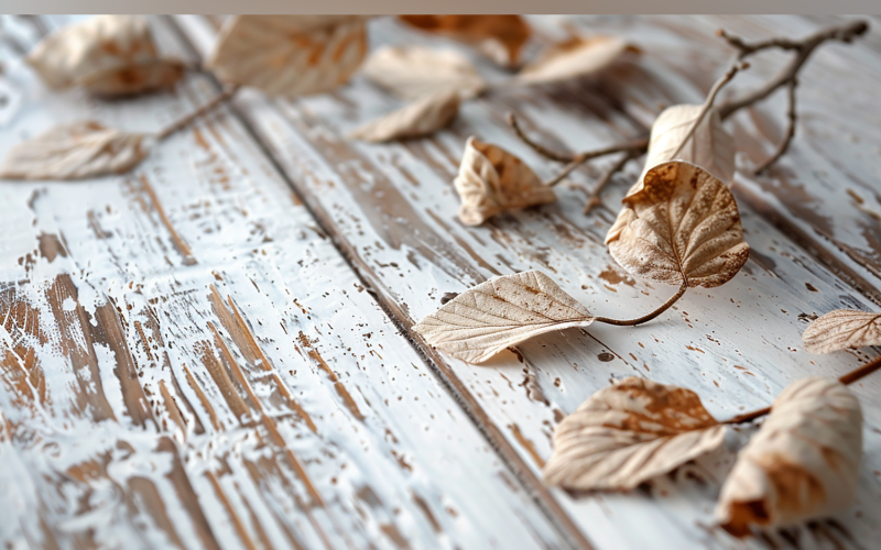 Festive autumn leaves White Rustic Wooden Tablel 102 Illustration