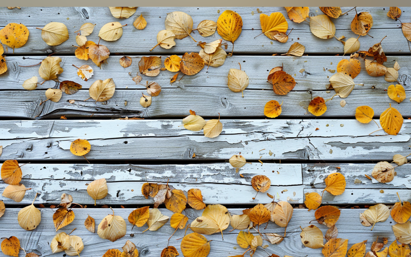 Festive autumn leaves White Rustic Wooden Tablel. 70 Illustration