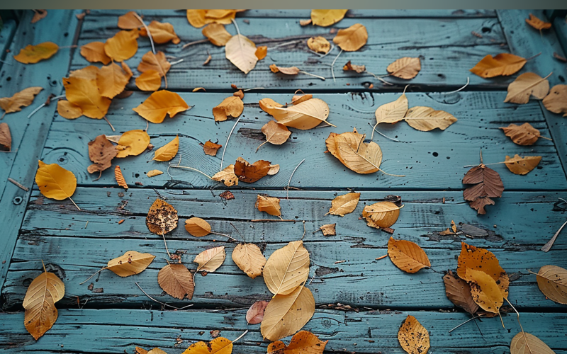 Festive autumn Rustic Wooden Table leaves 86 Illustration