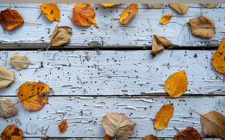 Festive autumn White Rustic Wooden Table leaves . 57