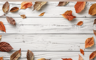 Festive autumn White Rustic Wooden Table leaves 105