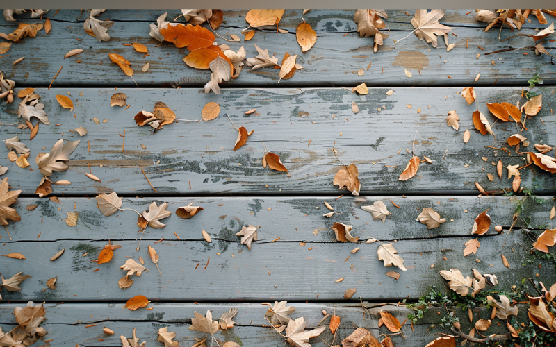 Festive autumn White Rustic Wooden Table leaves. 106 Illustration