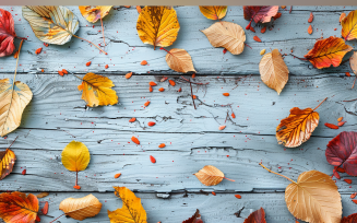 Festive autumn White Rustic Wooden Table leaves. 107