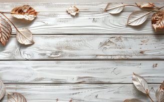 Festive autumn White Rustic Wooden Table leaves. 63