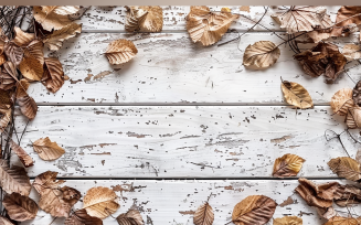 Festive autumn White Rustic Wooden Table leaves 95