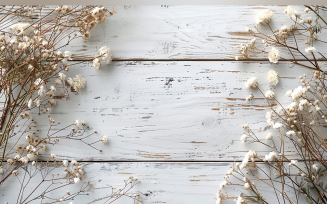 Festive autumn White Rustic Wooden Table leaves Branches. 118