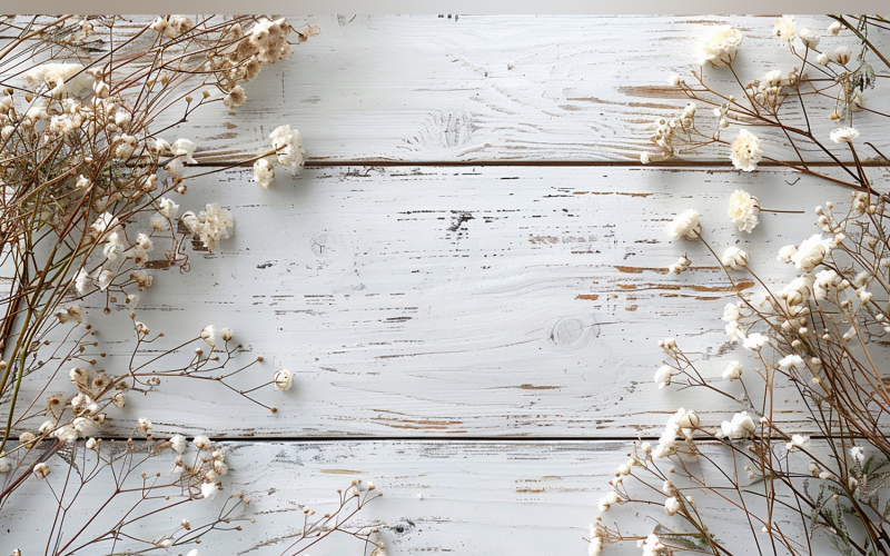 Festive autumn White Rustic Wooden Table leaves Branches. 118 Illustration