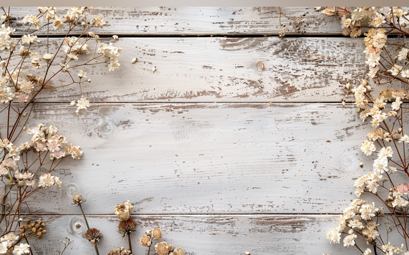 Festive autumn White Rustic Wooden Table leaves Branches. 120 Illustration