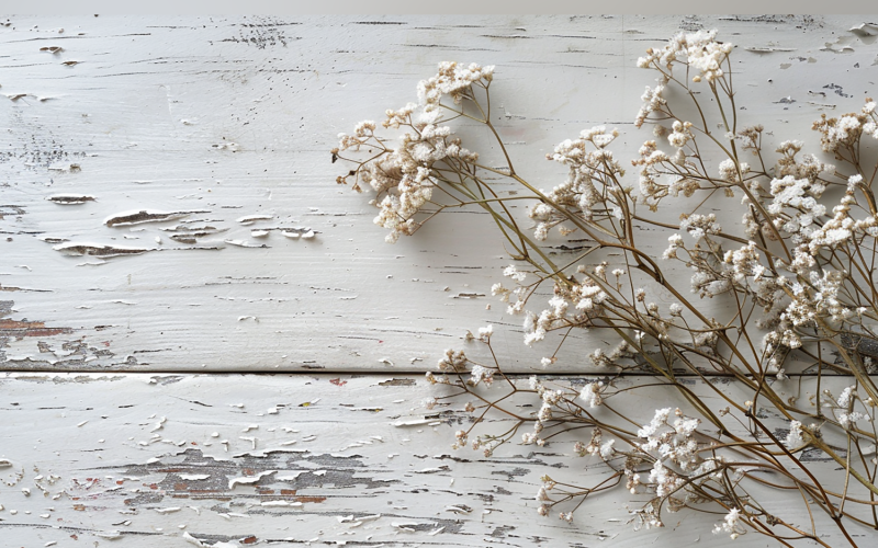 Festive autumn White Rustic Wooden Table leaves Branches 94 Illustration