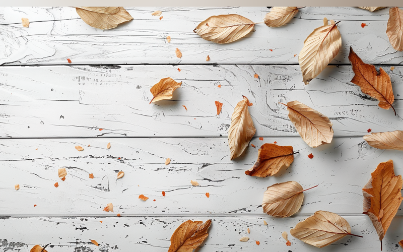 Festive autumn Wooden Table leaves 97 Illustration