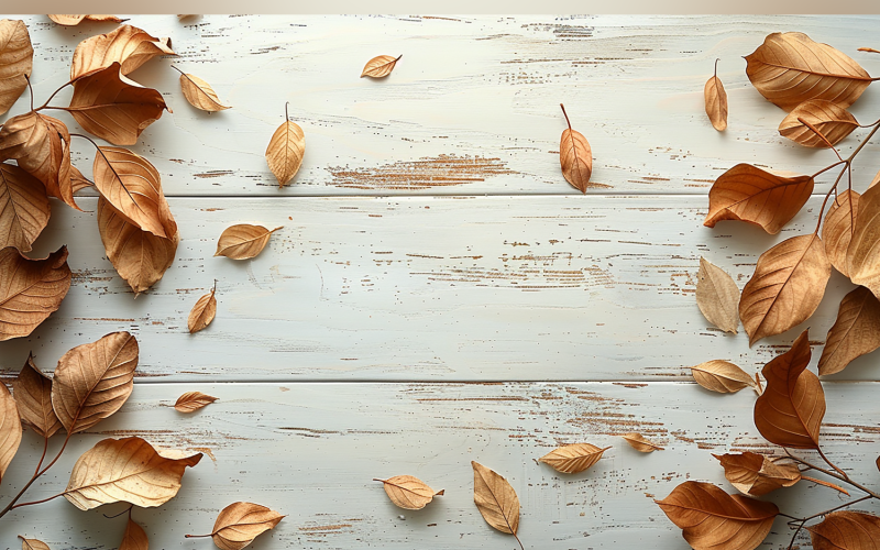 Festive autumn Wooden Table leaves 99 Illustration