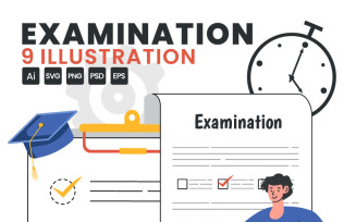 9 Examination Vector Illustration