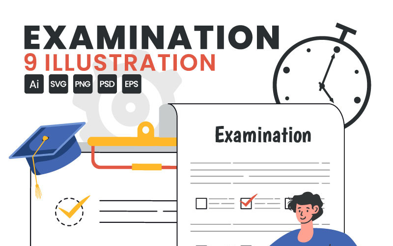 9 Examination Vector Illustration