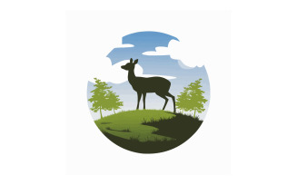 Deer silhouette art with white backgroun