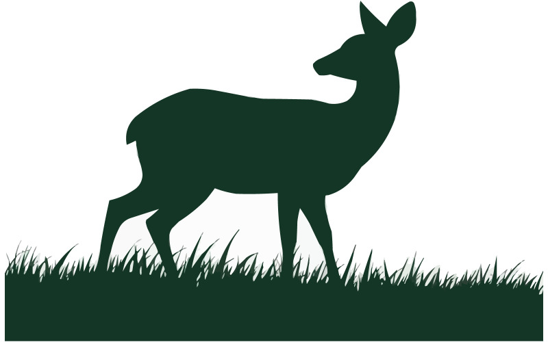 Deer silhouette art with white background Illustration