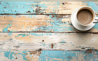 Festive autumn Cup of Coffee on White Rustic Wooden Table on 155