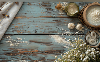 Festive autumn Flowers Branches Rustic Wooden Table 190