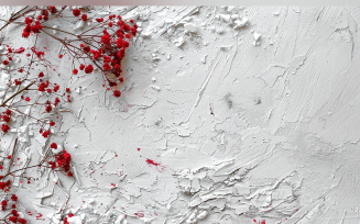 Festive autumn Flowers Branches White Plaster Wall 204