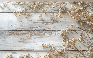 Festive autumn Flowers Branches White Rustic Wooden Table 169