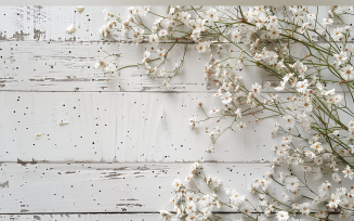 Festive autumn Flowers Branches White Rustic Wooden Table 170