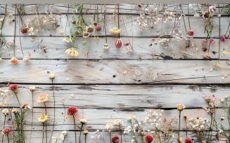 Festive autumn Flowers Branches White Rustic Wooden Table 172