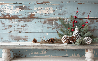 Festive autumn leaves On White Rustic Wooden Table 161