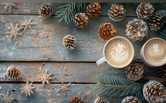 Festive autumn tea cup Rustic Wooden Table. 164