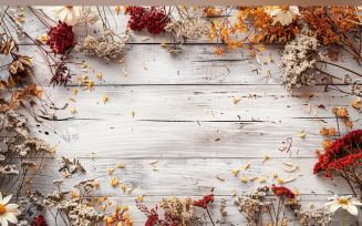 Festive autumn White Rustic Wooden Table Flowers Branches. 148