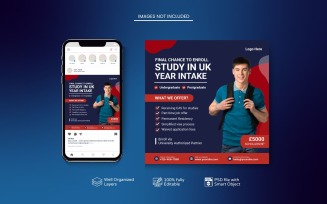 Modern Study Abroad Education PSD Template Red