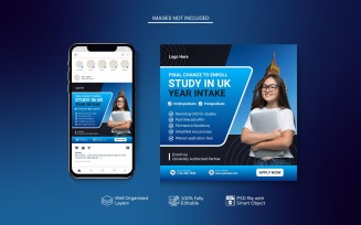 Professional PSD Template for Study Abroad Campaigns Blue