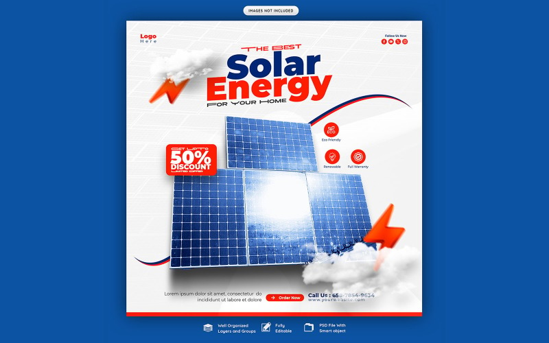 Solar Energy Panel Social Media Post Template