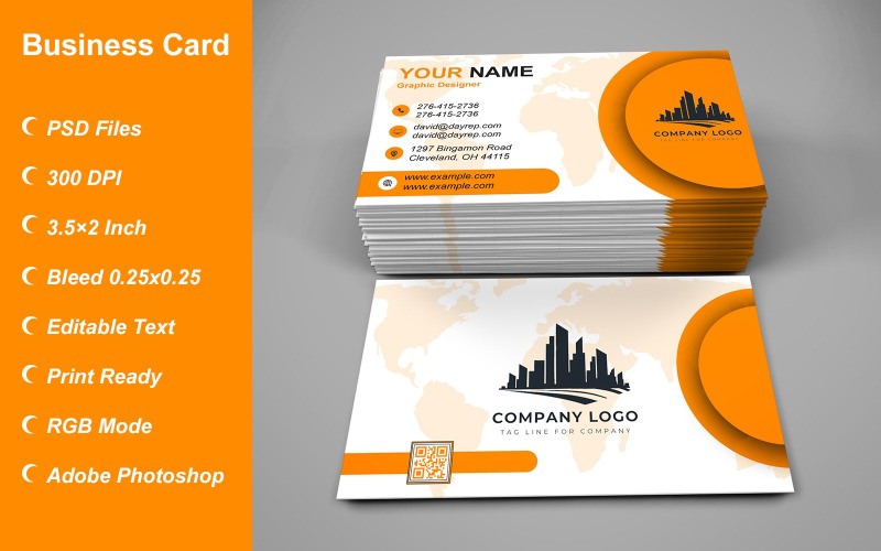 Business Card Template - E-card Template with Customizable Designs - 462 Corporate Identity