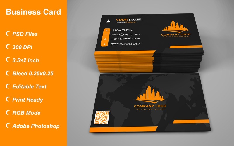 Business Card Template - E-card Template with Customizable Designs - 463 Corporate Identity